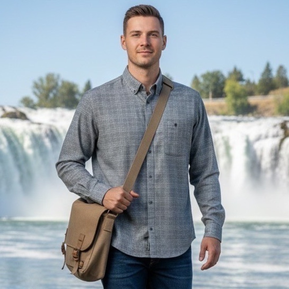 VRST Mens Grey Grid Button Down Long Sleeve Shirt XXL MAX243104P2